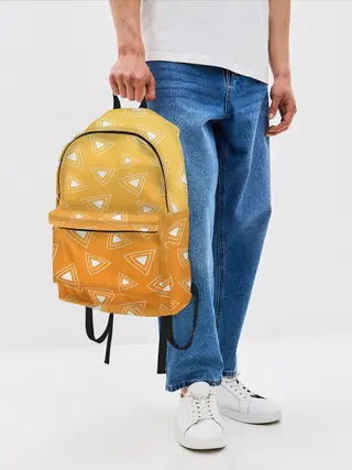 Рюкзак джинсовый / Kimetsu no yaiba оранжевый паттерн