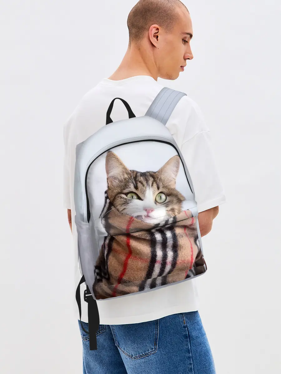 Рюкзак джинсовый / Кот в шарфе