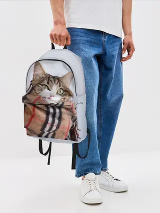 Рюкзак джинсовый / Кот в шарфе