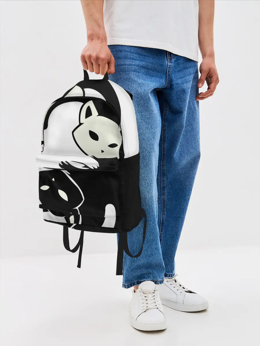 Рюкзак джинсовый / Инь и Янь котики