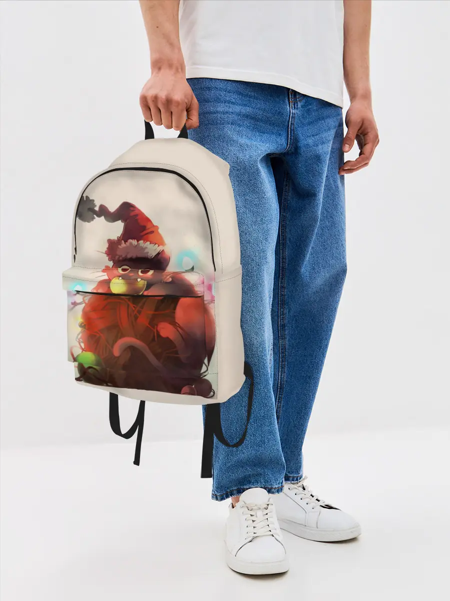 Рюкзак джинсовый / Новогодний кот