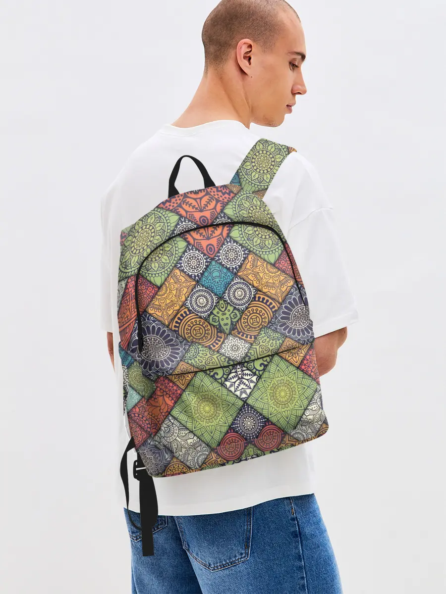 Рюкзак джинсовый / Мандалы лоскутный печворк