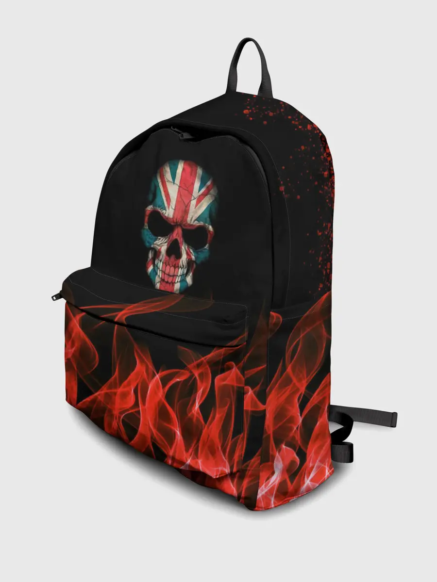 Рюкзак джинсовый / Череп и огонь