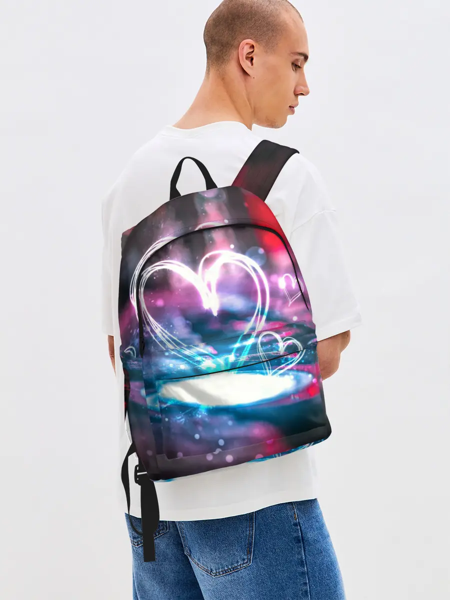 Рюкзак джинсовый / Неоновое сердце