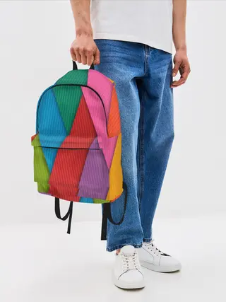Рюкзак джинсовый / Разноцветный узор