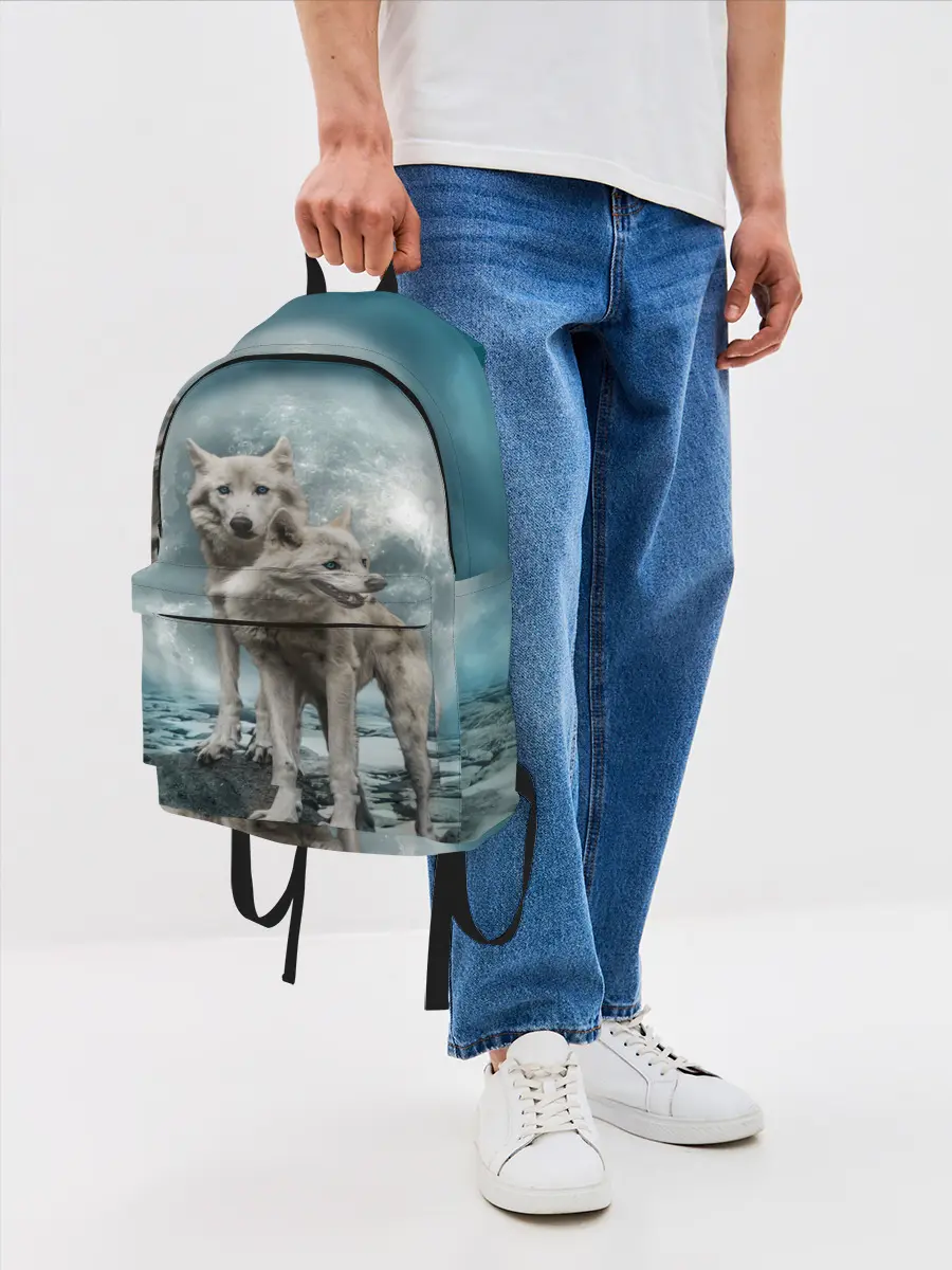 Рюкзак джинсовый / Волки альбиносы