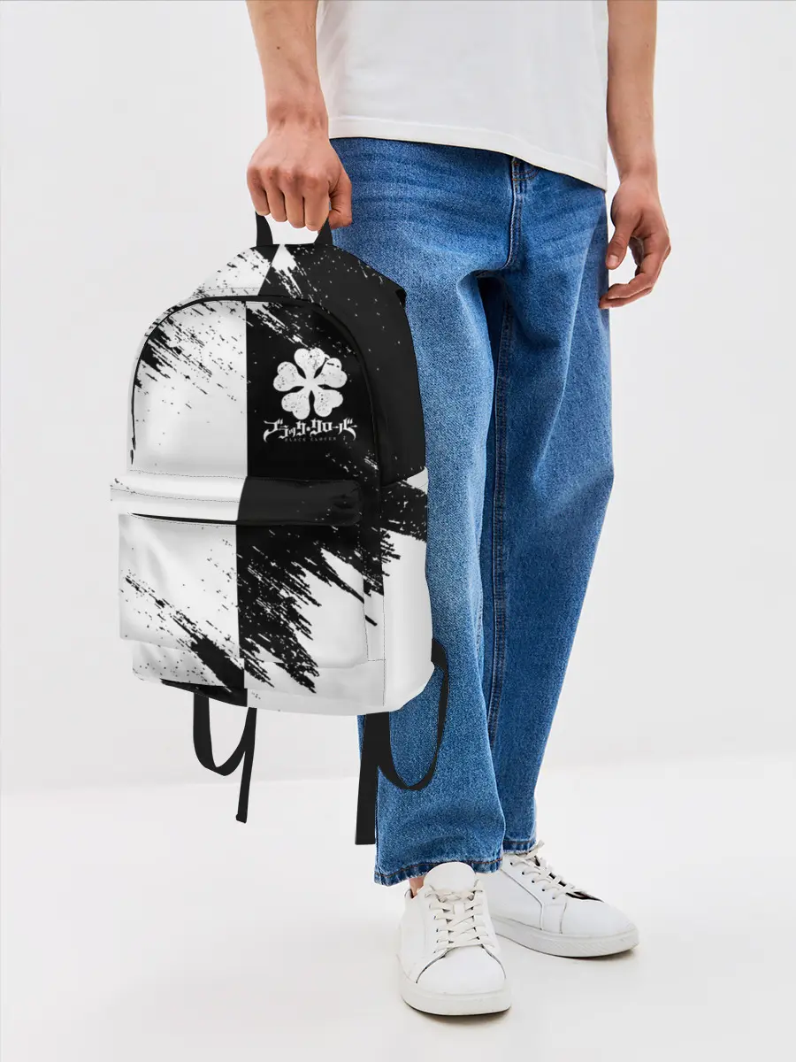 Рюкзак джинсовый / Черный Клевер инверсированный фон