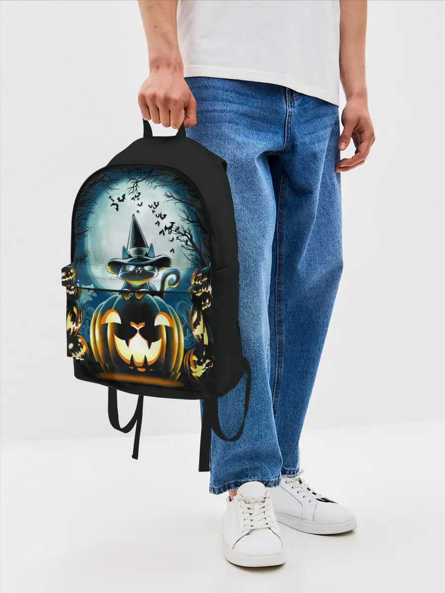 Рюкзак джинсовый / Хэллоуин Кот