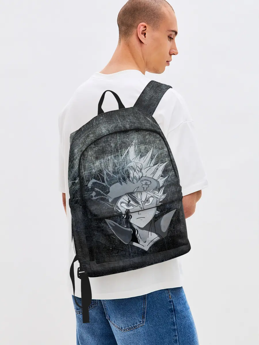 Рюкзак джинсовый / Лицо Астера на состаренном черном фоне