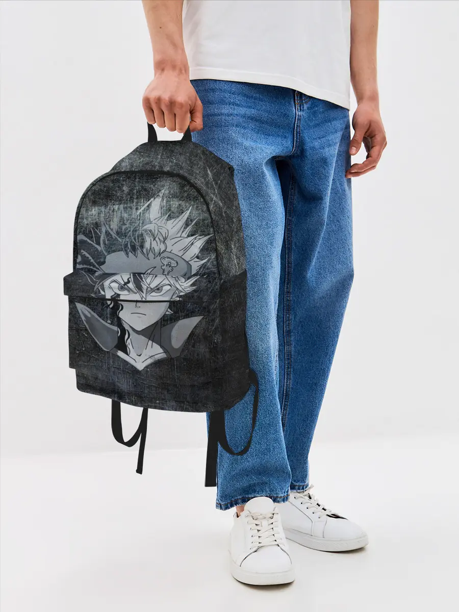 Рюкзак джинсовый / Лицо Астера на состаренном черном фоне