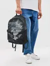 Рюкзак джинсовый / Лицо Астера на состаренном черном фоне