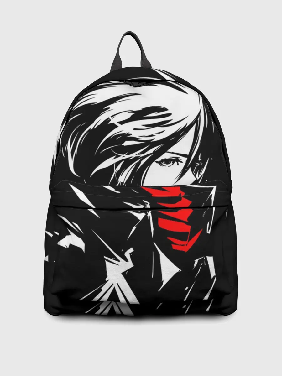 Рюкзак джинсовый / Черно-белая Микаса Аккерман