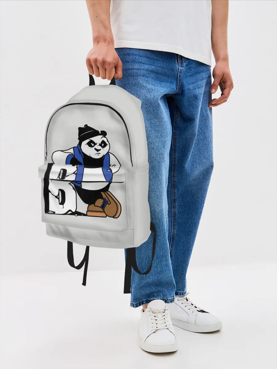 Рюкзак джинсовый / Серьёзная Панда