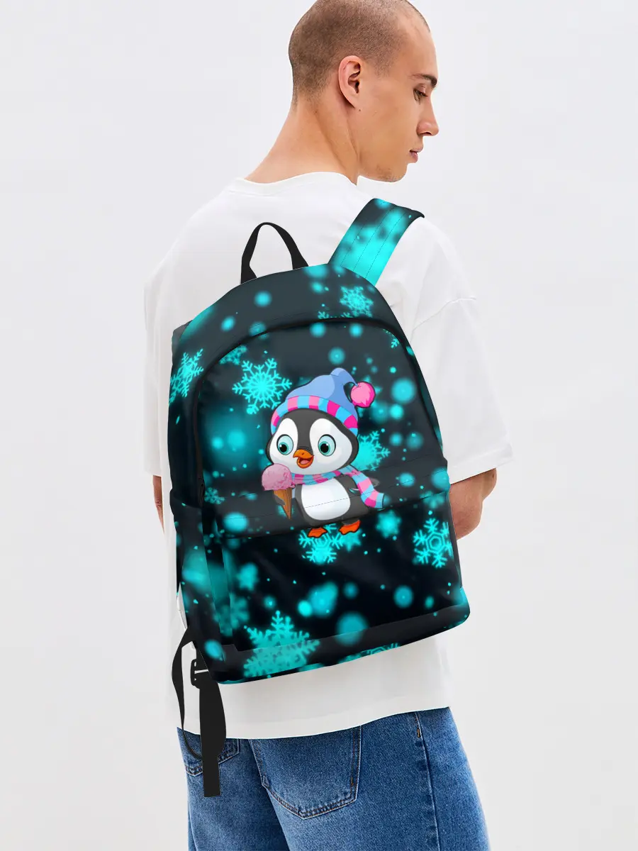 Рюкзак джинсовый / Новогодний пингвин