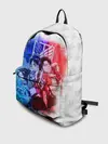 Рюкзак джинсовый / Персонажи АТАКИ ТИТАНОВ. Сине-красный принт