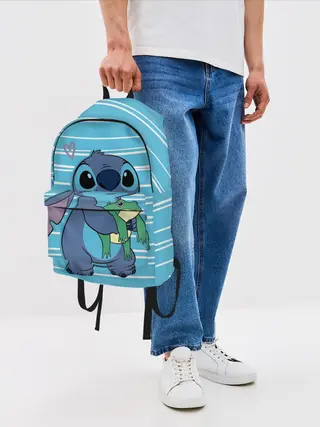 Рюкзак джинсовый / Стич с лягушкой