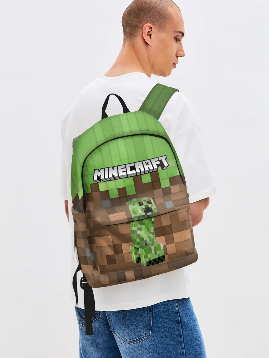 Рюкзак джинсовый / MineCraft | Крипер