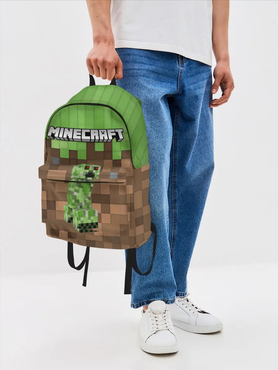 Рюкзак джинсовый / MineCraft | Крипер