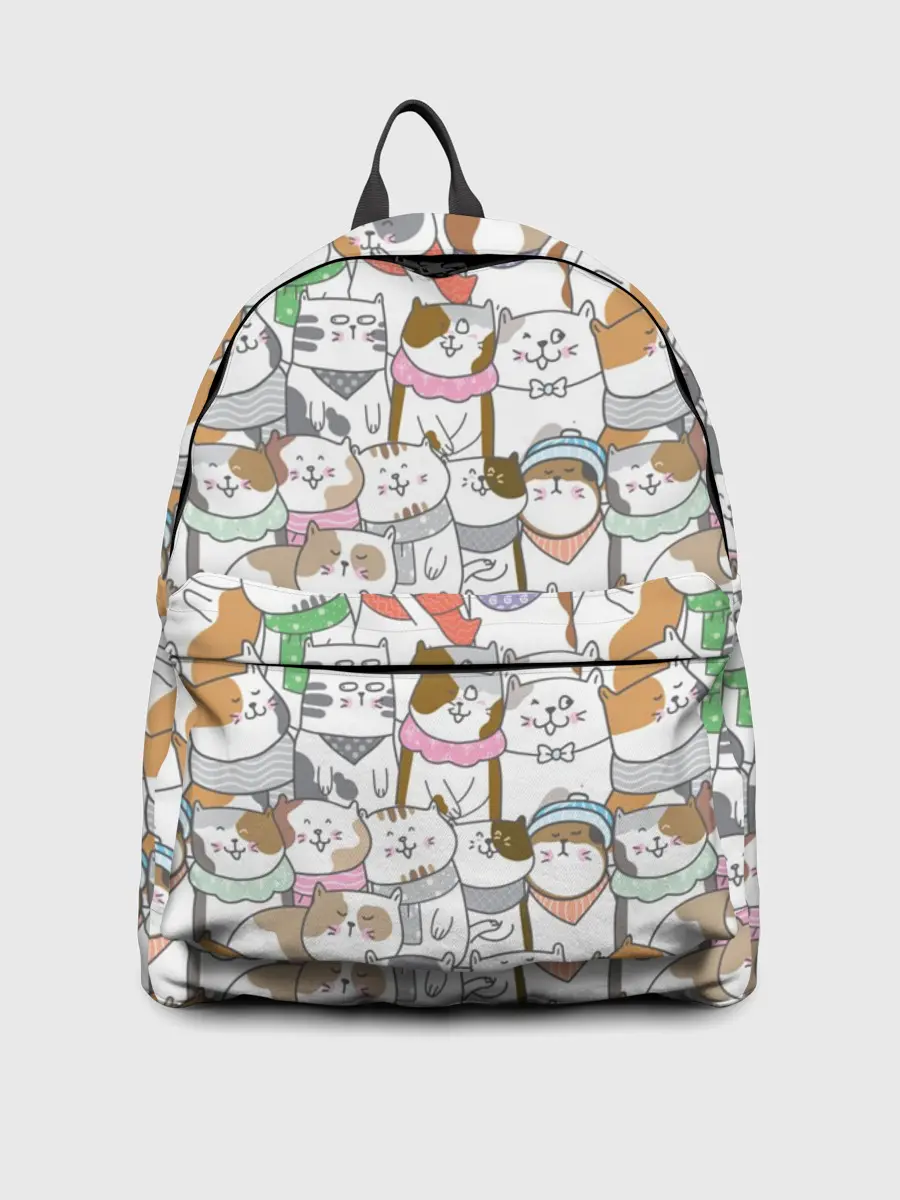 Рюкзак джинсовый / Большая семья котиков