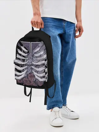 Рюкзак джинсовый / Костяной логотип АТАКИ ТИТАНОВ