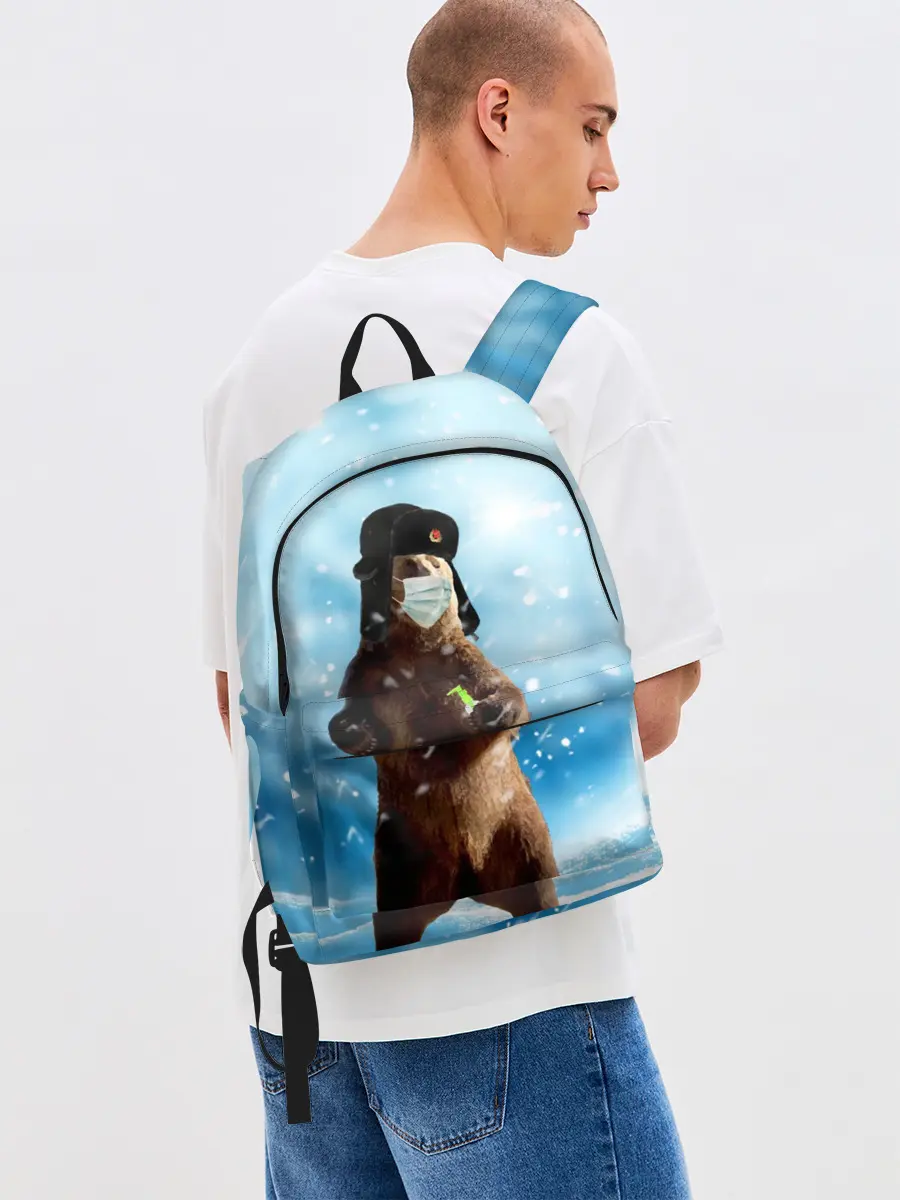 Рюкзак джинсовый / Зимний мишка в реалиях 2020 г.