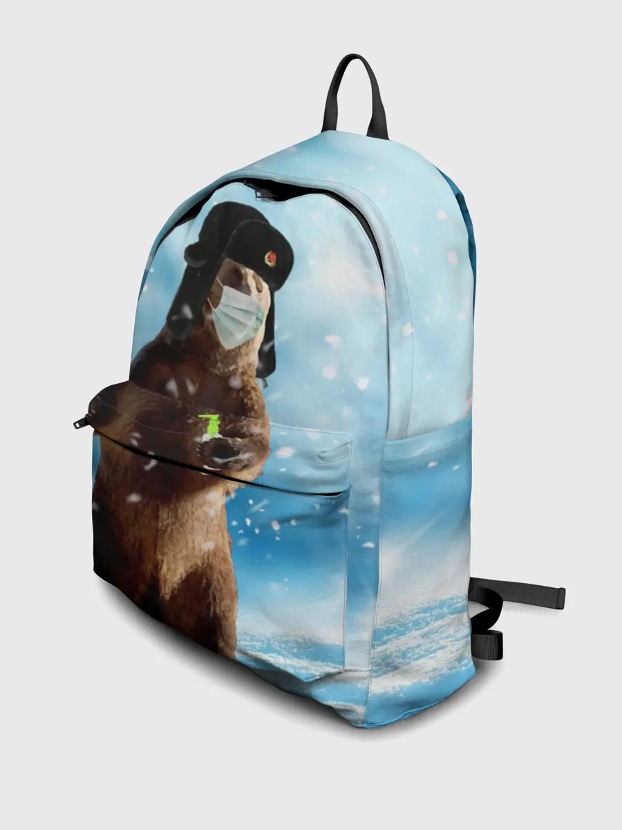 Рюкзак джинсовый / Зимний мишка в реалиях 2020 г.