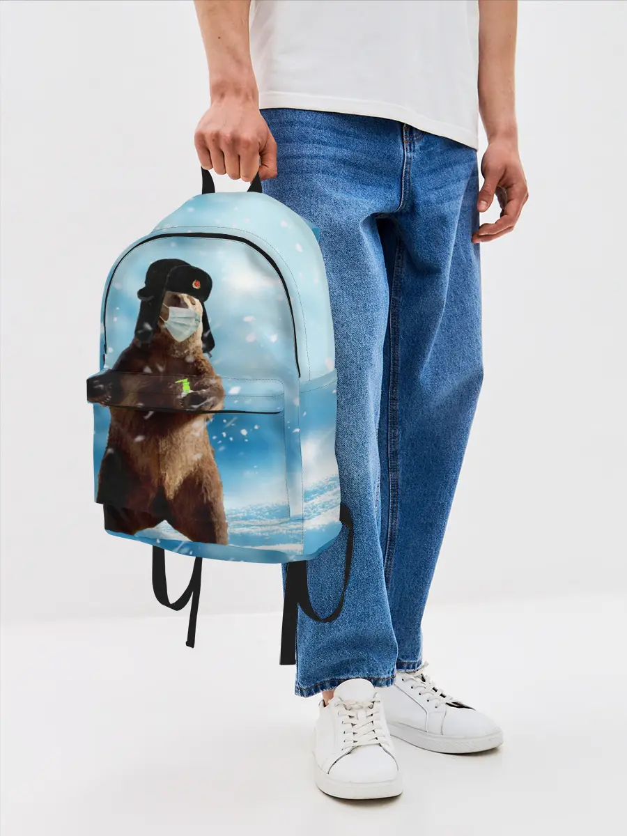 Рюкзак джинсовый / Зимний мишка в реалиях 2020 г.