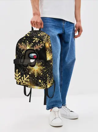 Рюкзак джинсовый / AMONG US НОВОГОДНИЙ