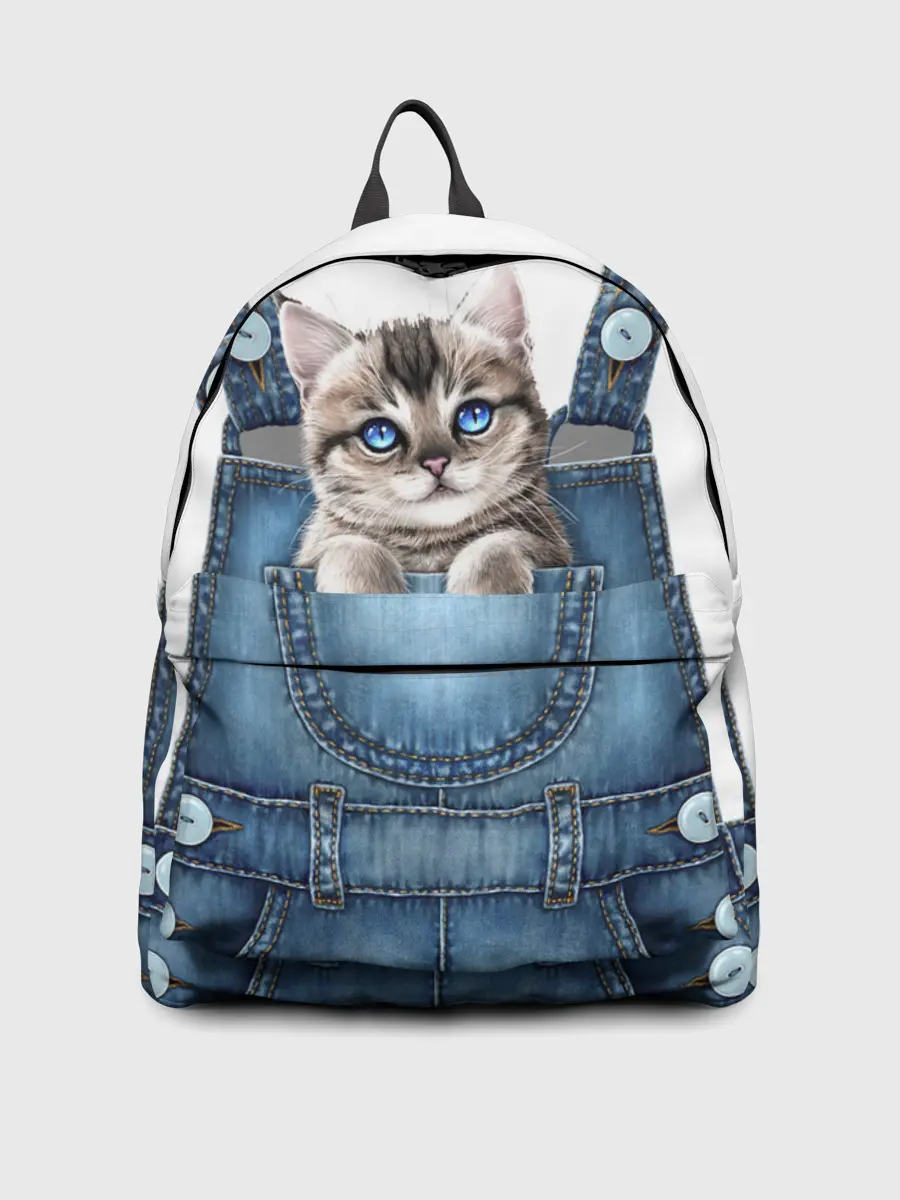 Рюкзак джинсовый / КОТЕНОК В КАРМАНЕ