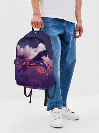 Рюкзак джинсовый / Лиса бежит по облакам