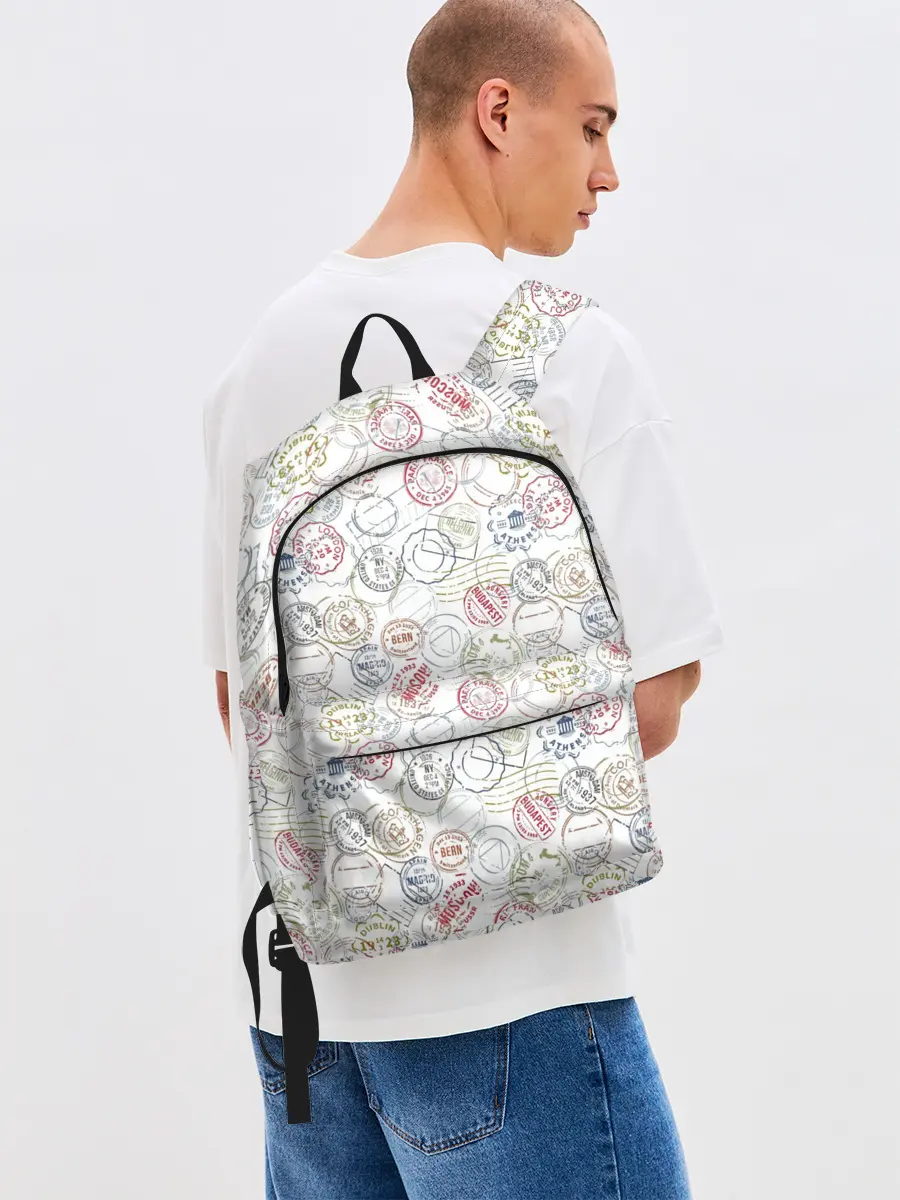 Рюкзак джинсовый / Штампы мира