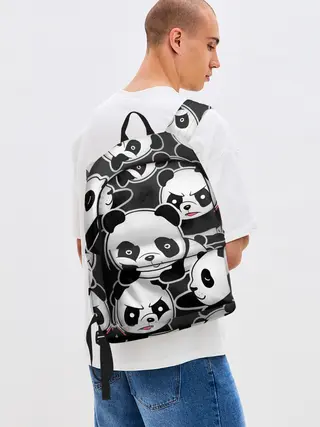 Рюкзак джинсовый / Смешные панды