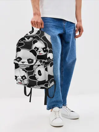 Рюкзак джинсовый / Смешные панды