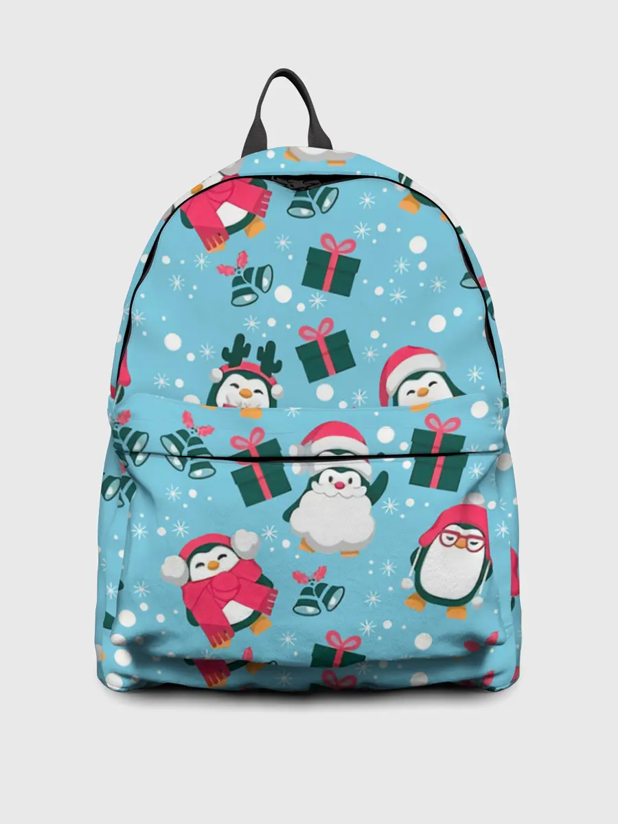 Рюкзак джинсовый / Новогодние Пингвины