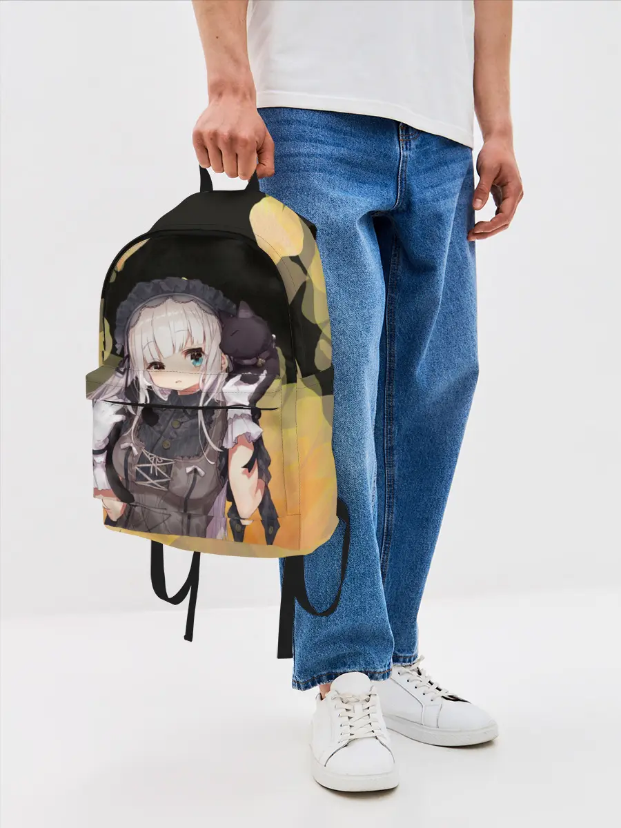 Рюкзак джинсовый / Аниме девушка в интересном наряде