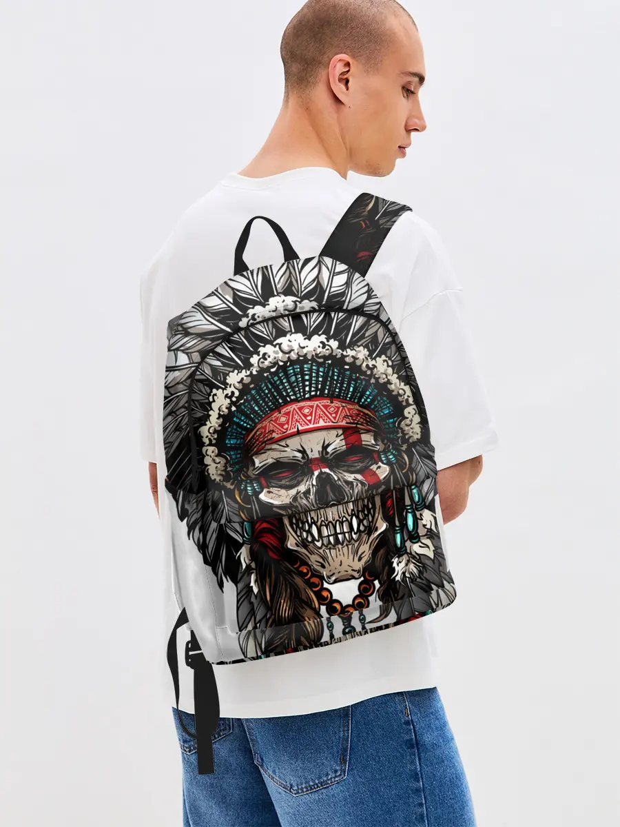 Рюкзак джинсовый / Череп индейца