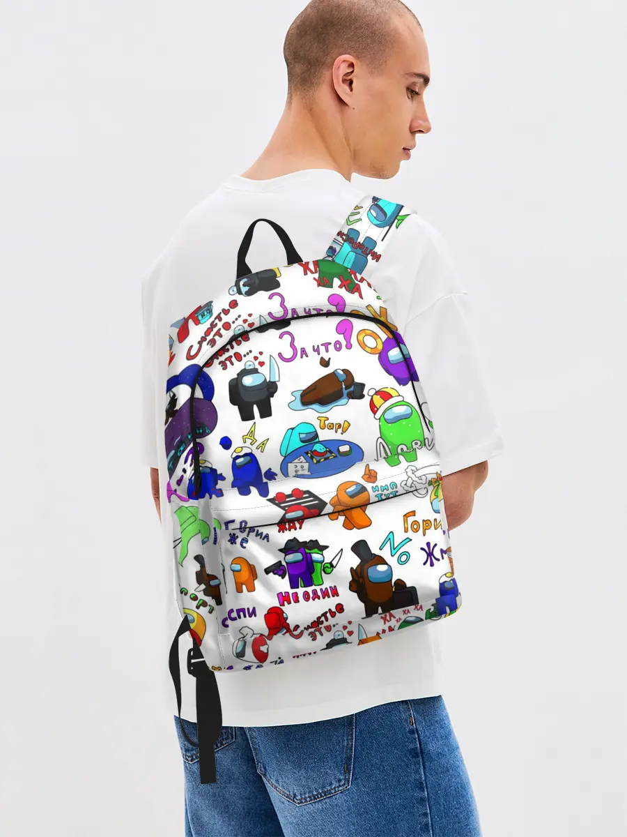 Рюкзак джинсовый / AMONG US STICKERBOMBING