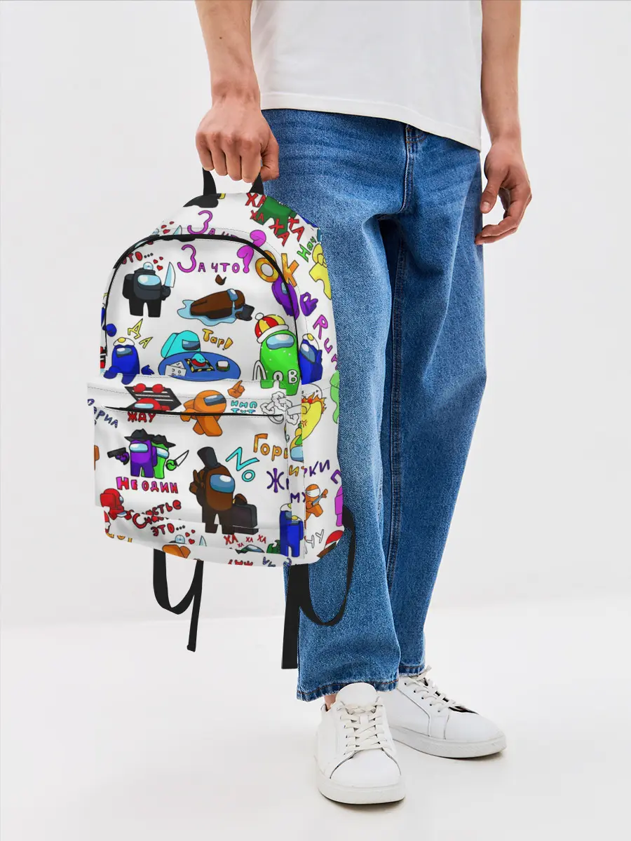 Рюкзак джинсовый / AMONG US STICKERBOMBING