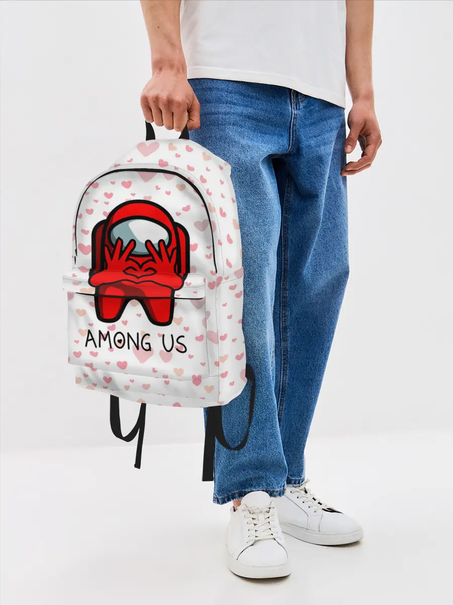 Рюкзак джинсовый / AMONG US - СЕРДЕЧКО