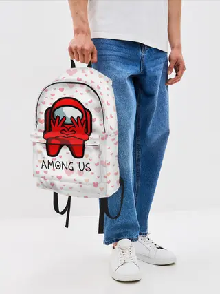 Рюкзак джинсовый / AMONG US - СЕРДЕЧКО