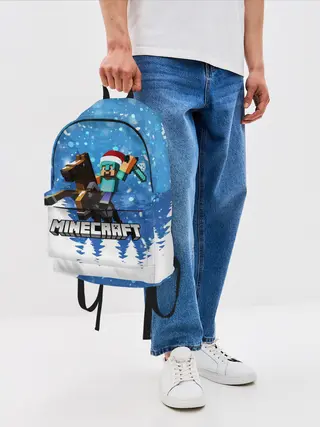 Рюкзак джинсовый / Новогодний Манкрафт на коне