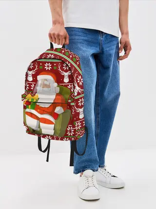 Рюкзак джинсовый / Санта с защитным экраном