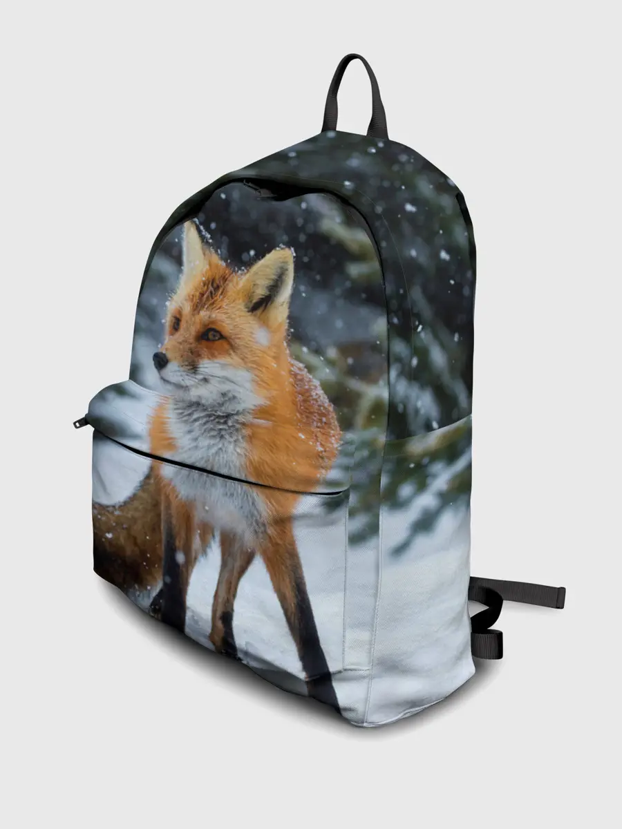 Рюкзак джинсовый / Лиса в зимнем лесу