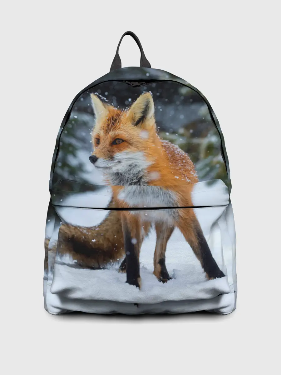 Рюкзак джинсовый / Лиса в зимнем лесу