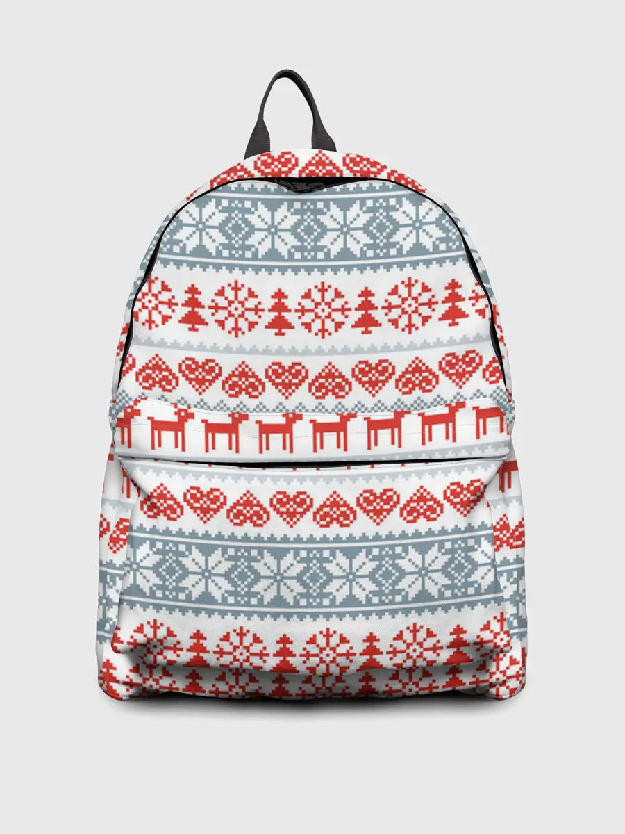 Рюкзак джинсовый / Новогодний пиксельный узор