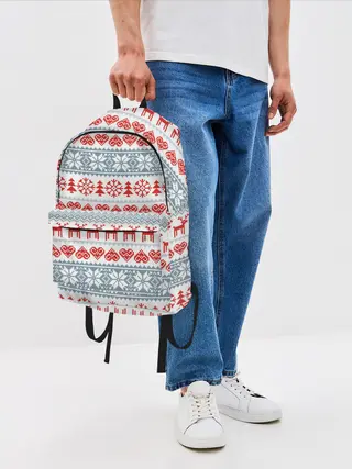 Рюкзак джинсовый / Новогодний пиксельный узор