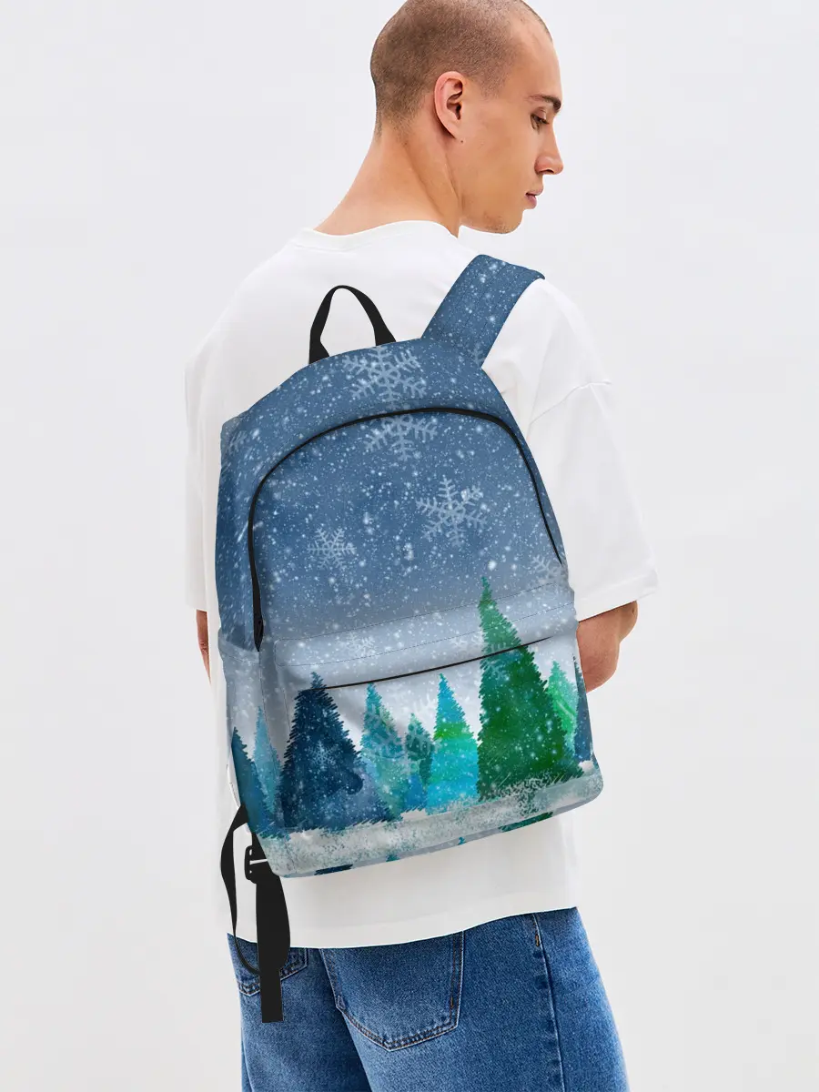Рюкзак джинсовый / Снежинки в лесу