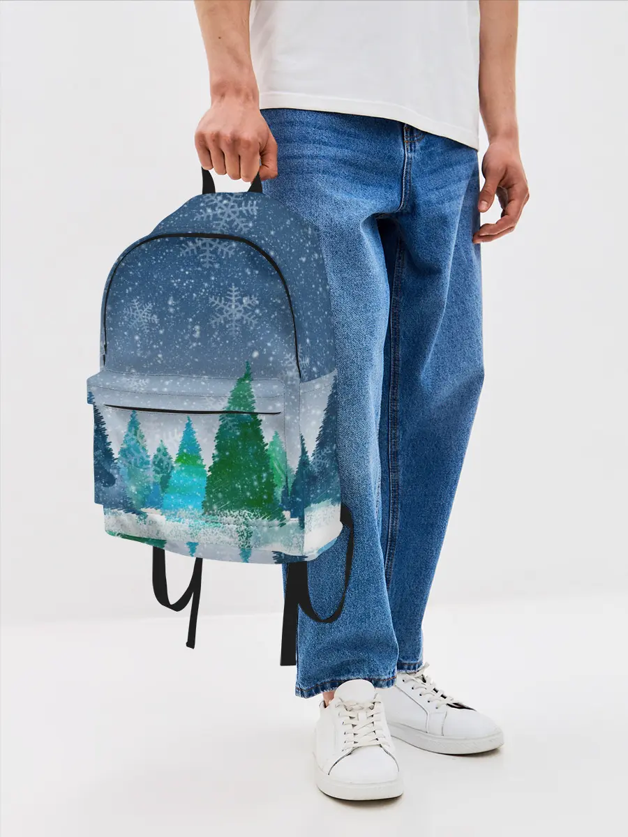 Рюкзак джинсовый / Снежинки в лесу