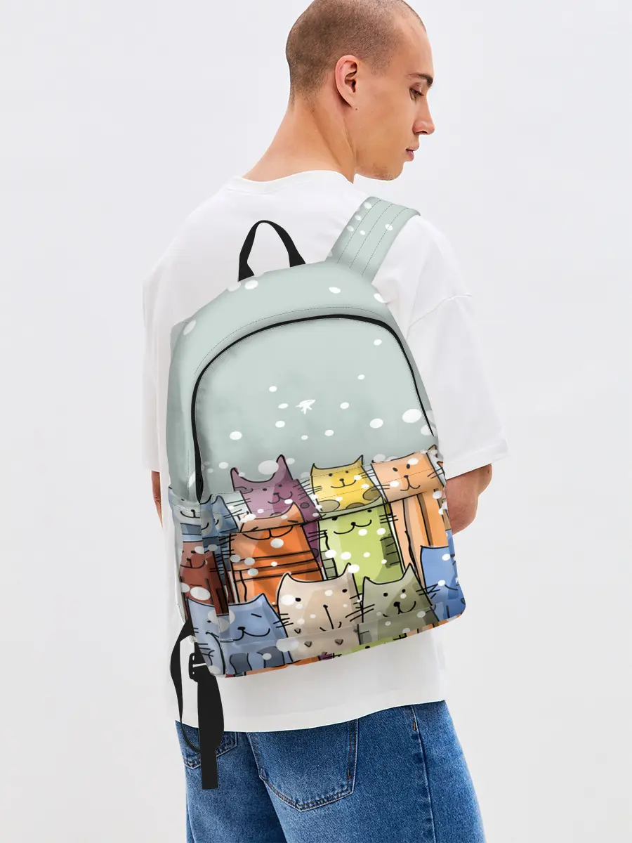 Рюкзак джинсовый / Котики