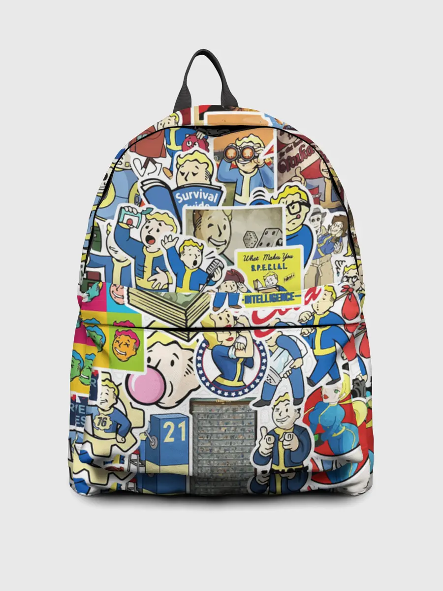 Рюкзак джинсовый / FALLOUT STICKER BOMBING